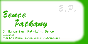 bence patkany business card